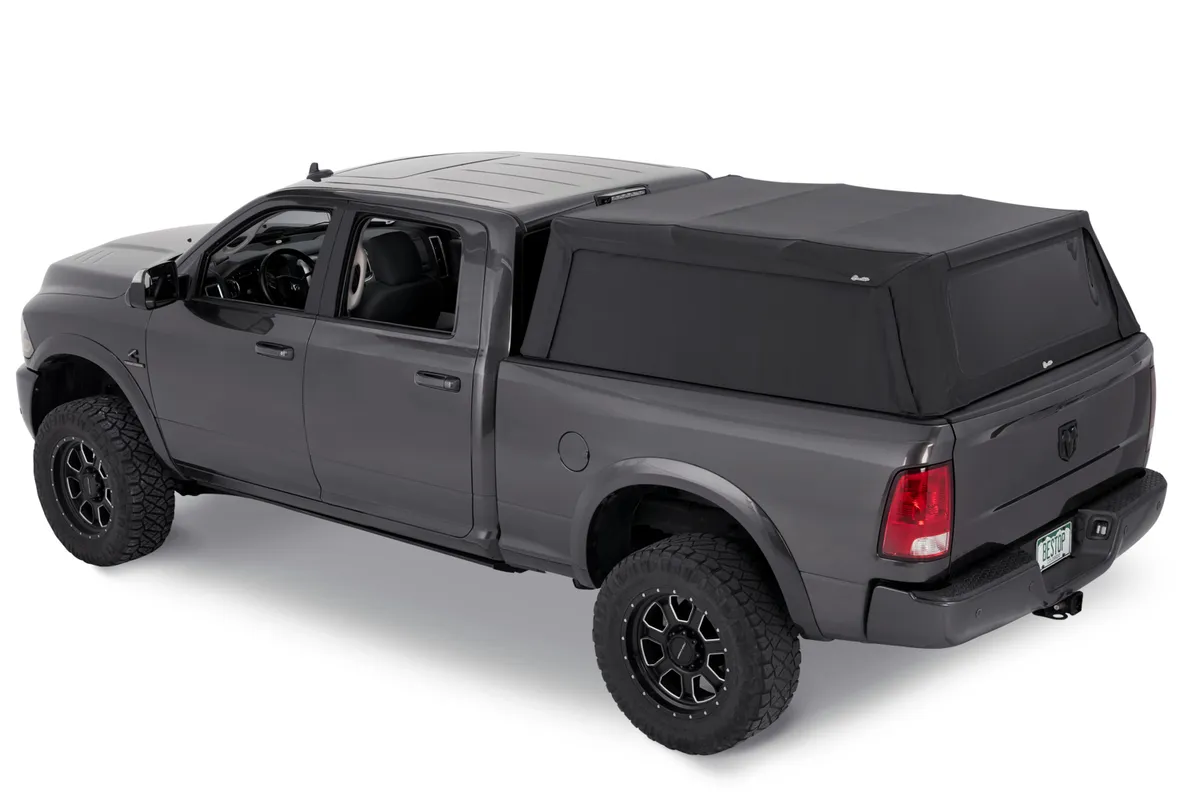 Supertop Truck Bed Cap 2 For Dodge 2009-10 Ram 1500 6.5 Foot Black Diamond PVC Coated Sailcloth No Drill Bestop product image