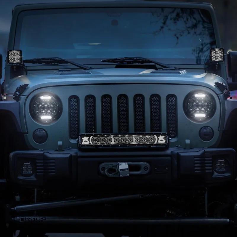 "Honey Comb 7"" 75W Cree LED Headlight DRL Hi/Lo Beam For 1997+ Jeep Wrangler JK/TJ/CJ/LJ/JL & Gladiator JT" product image