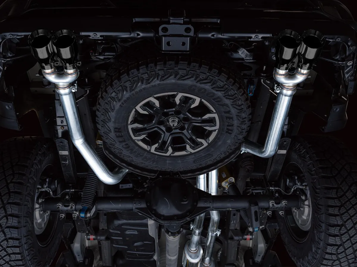 AWE 0FG Catback Exhaust for Silverado ZR2/Sierra AT4X - Dual Bashguard (no tips) product image