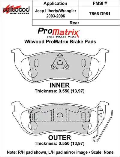 Wilwood Brakes 2002 - 2010 Ford, Jeep, Mercury Original Equipment Pads - 150-D0981K