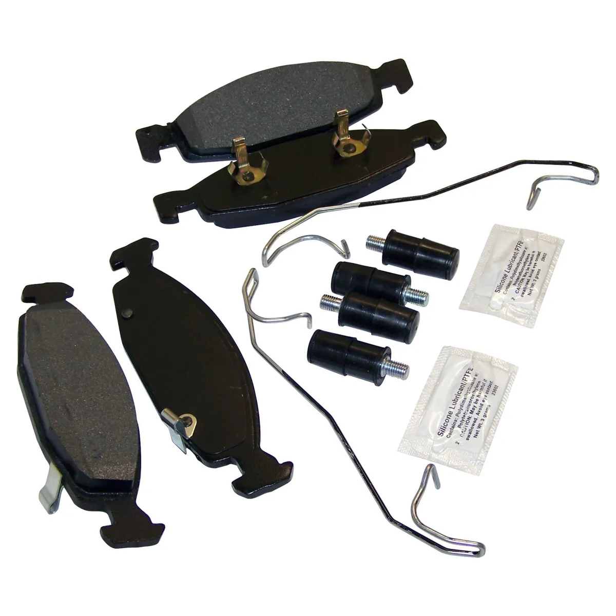 Crown Automotive Jeep Replacement 1999-2002 Grand Cherokee WJ WJ (US) model w/ Continental Teves Calipers (Black); Kit Includes: Brake Pads Springs and Caliper Pin Kit; Front 2001-2002 Grand Cherokee WG WG (Europe) model w/ Continental Teves Calipers (Black); Kit Includes: Brake Pads