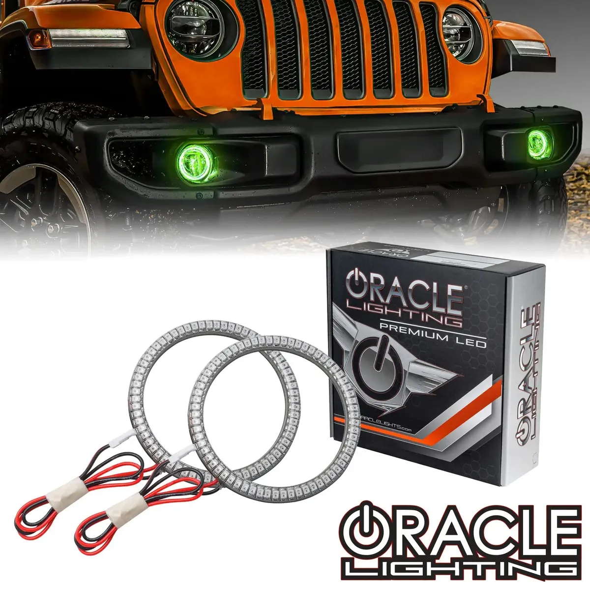 Oracle LED Surface-Mount Fog Light Halo Kit - Green - JT/JL and JK w/ Factory LEDs product image