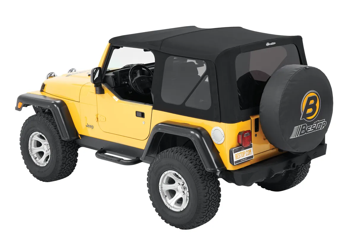 Matte Black Replace-a-Top, Black Twill Replace-a-Top, Black Twill Jeep 97-06 Wrangler; Except Unlimited; No doors included; Tinted side and rear windows product image