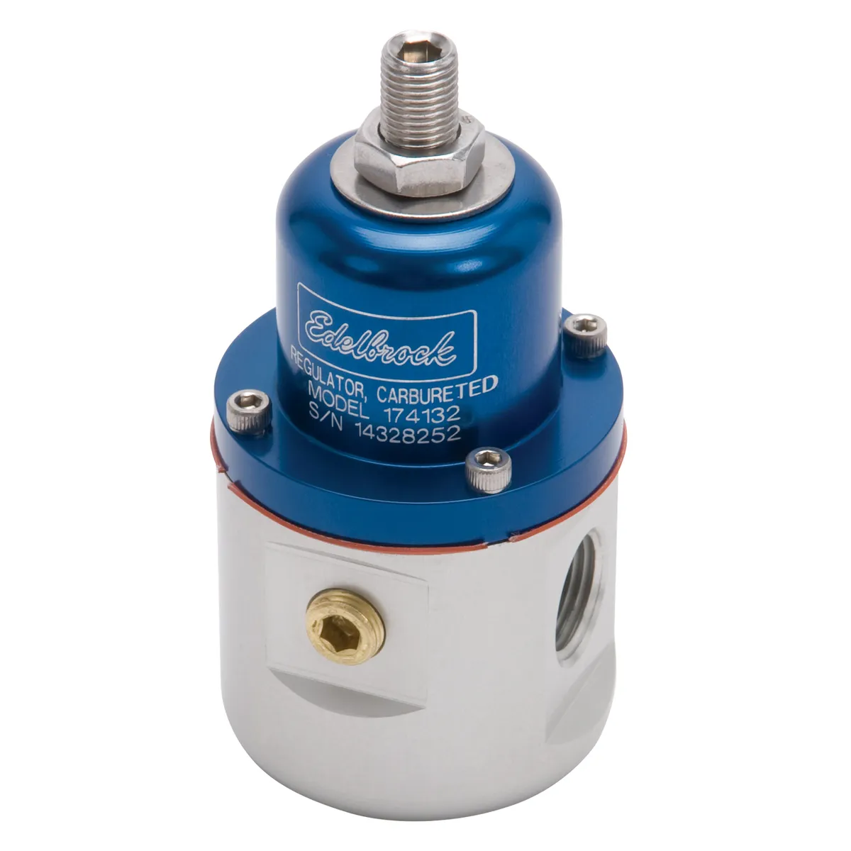Edelbrock 174132 Carbureted Adjustable Bypass Fuel Pressure Regulator (160 GPH) in Blue Finish product image