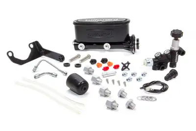 Wilwood Brakes hv Tandem M/C Kit w/ Bracket & Prop Valve1 1/8in Boreblack