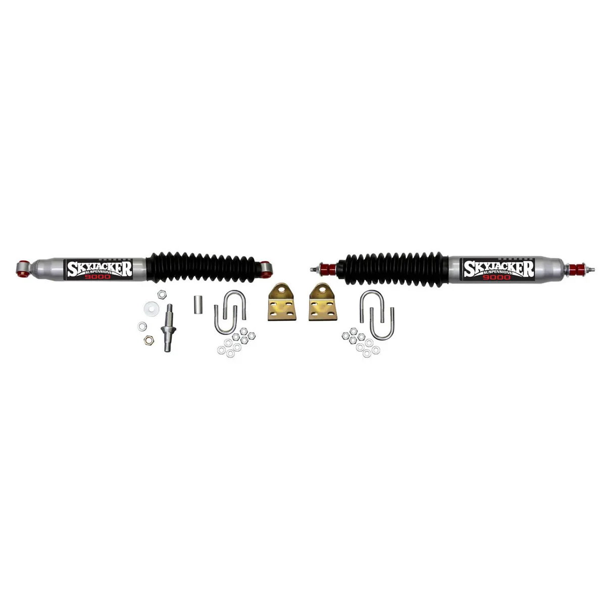 Steering Stabilizer Dual Kit Silver w/Black Boots 97-06 Jeep TJ 97-16 Jeep Wrangler Skyjacker product image