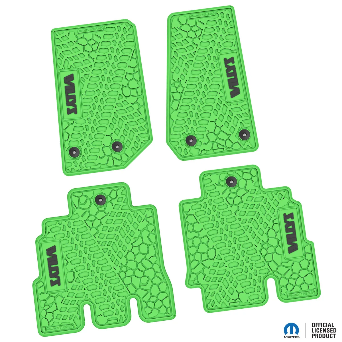 14-18 Jeep JKU 4 Dr Front and Rear -Tire Tread/Scorched Earth Scene w/ Willys Insert - Rugged Woods w/ Orange insert product image