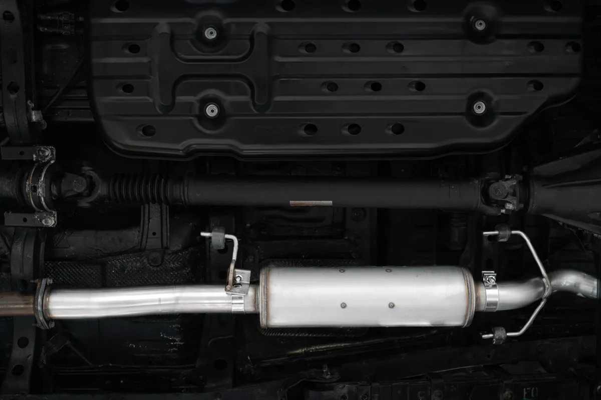 Armor BLK Cat Back Exhaust System; 3 in.; Incl. Front Pipe/Muffler/Tailpipe/Hardware/4 in. OD Tip; Single Side Exit; Black Coated; product image