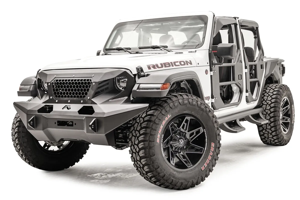 Full Width Grumper; 20 In. Light Bar w/Optional Insert; 11 gauge Steel Construction; 2 Stage Matte Black Powder Coat; product image