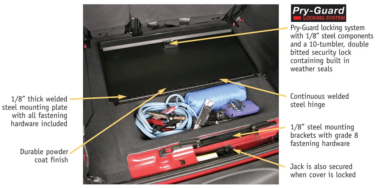 In-Floor Locking Cargo Lid - '07-18 Wrangler JK (Black; Standard Key) product image