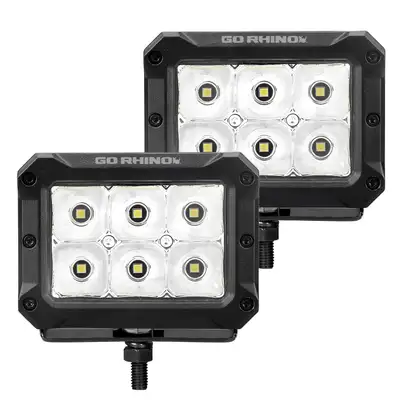 Go Rhino Go Rhino 753003023SBS Bright Series - 4x3 Rectangular LED Spot Lights, Pair