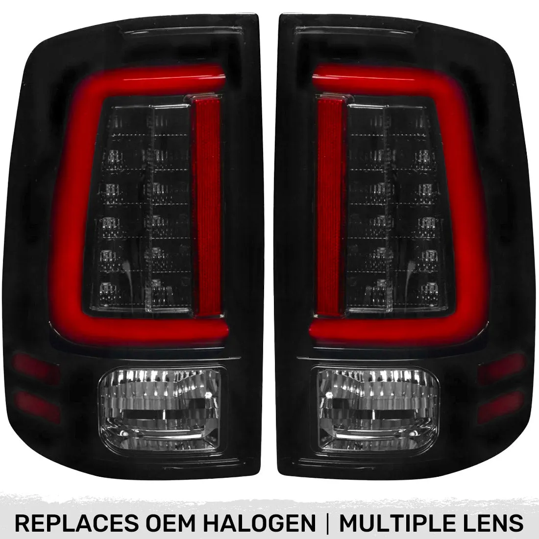Dodge 09-18 RAM 1500 And 10-18 RAM 25003500 Oled Tail Lights Replaces Factory OEM Halogen Tail Lights - Smoked Lens product image