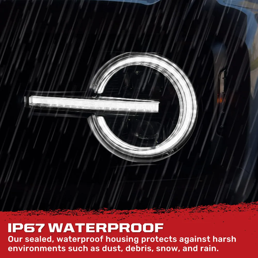 Recon Ford Bronco 21-24 LED Projector Headlights w Ultra High Power LED hi Low Beam White LED Scanning Turn Signals With Start-Up Lighting Sequence White LED Daytime Running Lights - Smoked / Black With White LED Turn Signals 264479bkwh product image