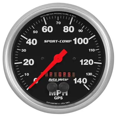 AutoMeter Gauge, Speedometer, 5", 140mph, GPS, Sport-Comp