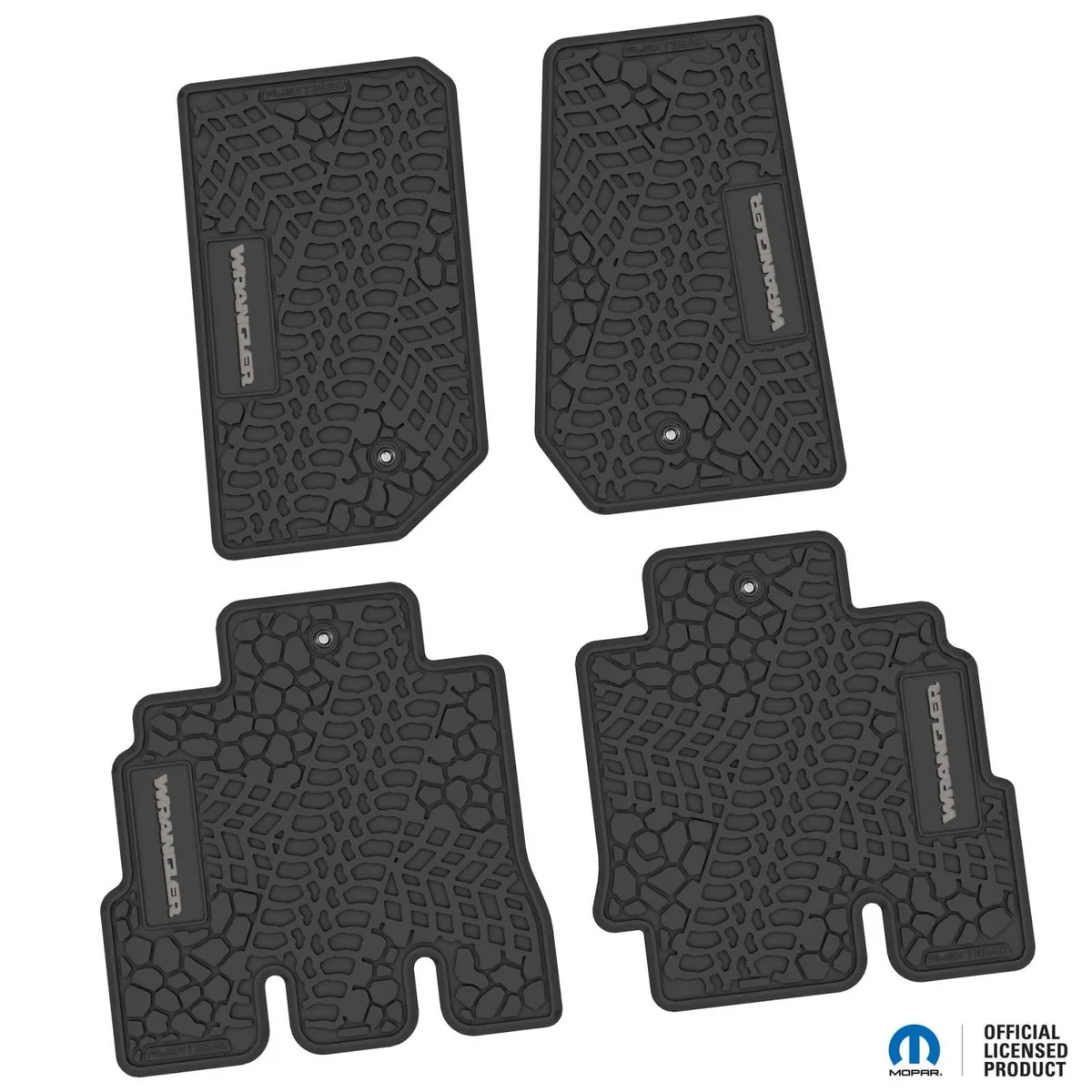 07-13 Jeep JKU 4 Dr Front and Rear -Tire Tread/Scorched Earth Scene w/ Wrangler Insert - Black w/ Red Insert product image