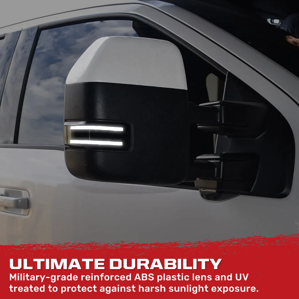 Ford 17-19 F250f350f450 Superduty Side Mirror Lenses 2-Piece Set w White LED Running Lights Amber Flashing LED Turn product image