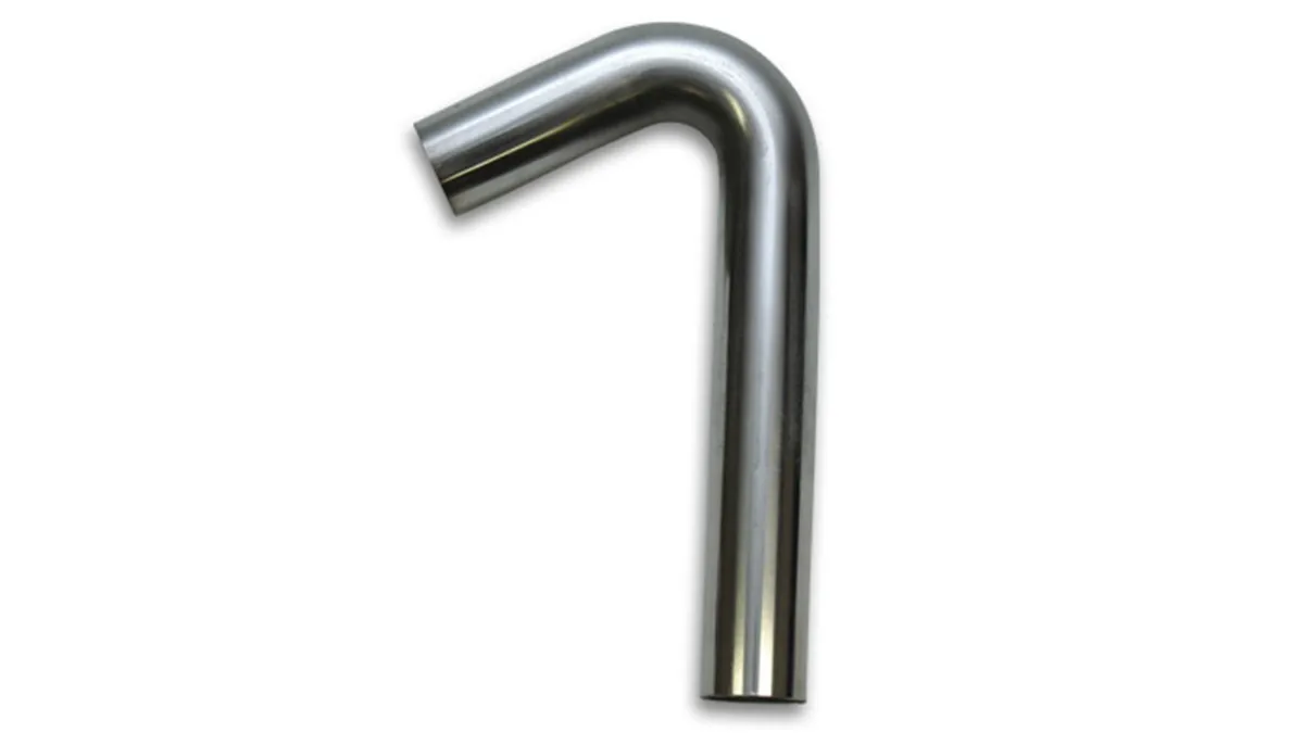 120 Degree Stainless Steel Bend; 3 in. Tube OD; 5 in. Centerline Radius; 5 in. Leg Length From Tangent 1; 12 in. Leg Length From Tangent 2; product image