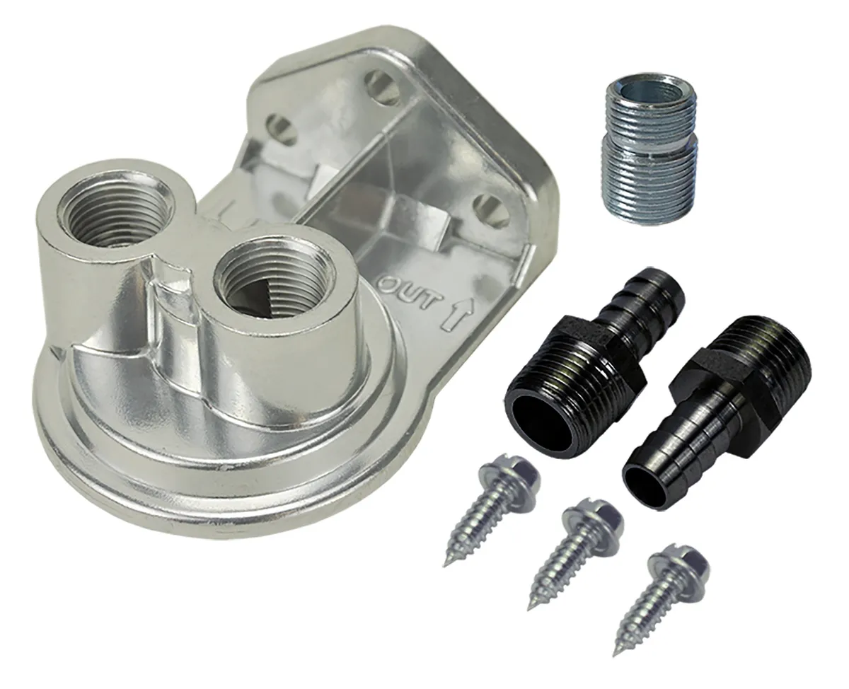 Derale 15728 Single Ports Up 1/2 NPT Filter Mount Kit with 13/16-16 Filter Thread product image