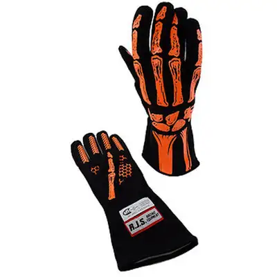 RJS Single Layer Orange Skeleton Gloves Medium