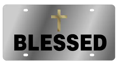 Eurosport Daytona Blessed With Cross Stainless Steel License Plate