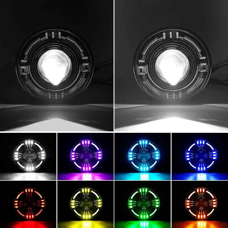 "Tunnel Series 7"" LED RGBW Headlights with Angel Eye Bluetooth Control for 1997-Later Jeep Wrangler" product image