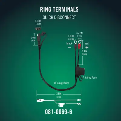 Battery Tender Ring Terminal Harness with Quick Disconnect 25 Pack