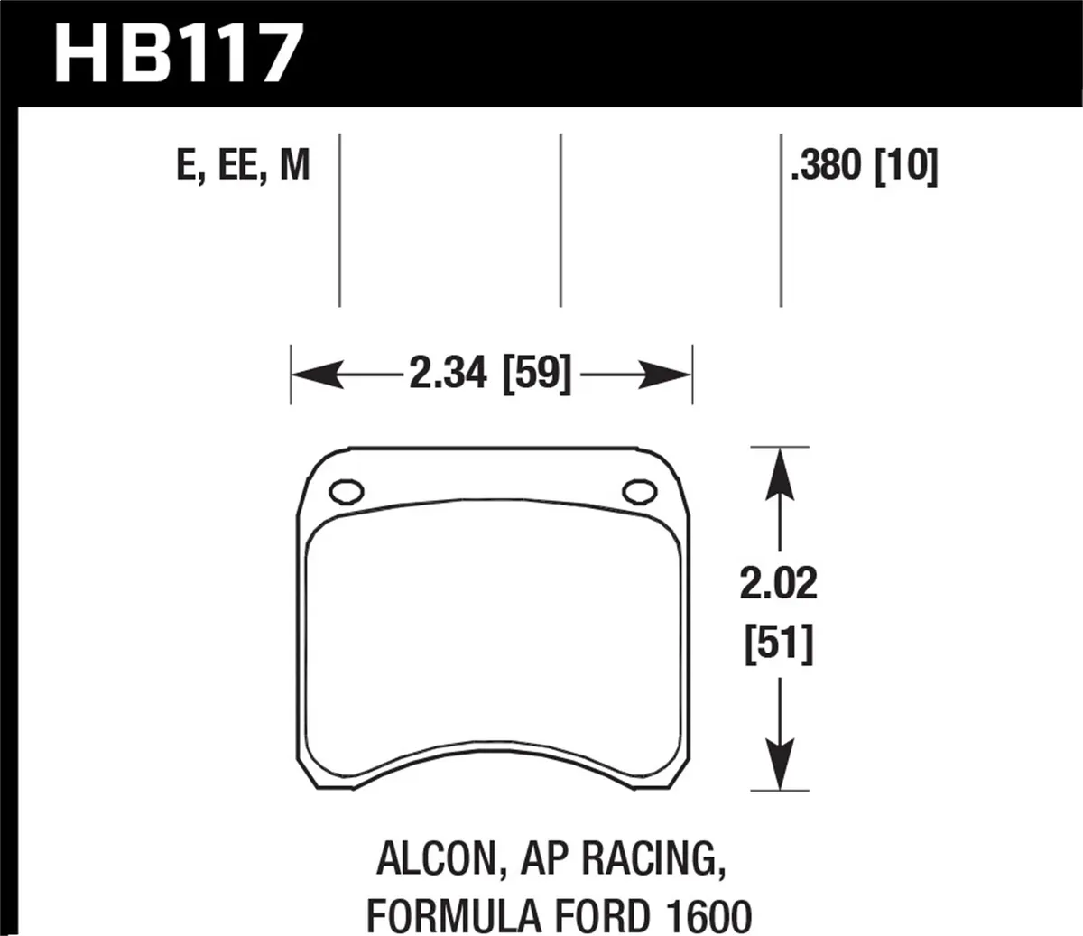 Blue 9012 Disc Brake Pad; 0.380 Thickness; Fits AP Racing 2; product image