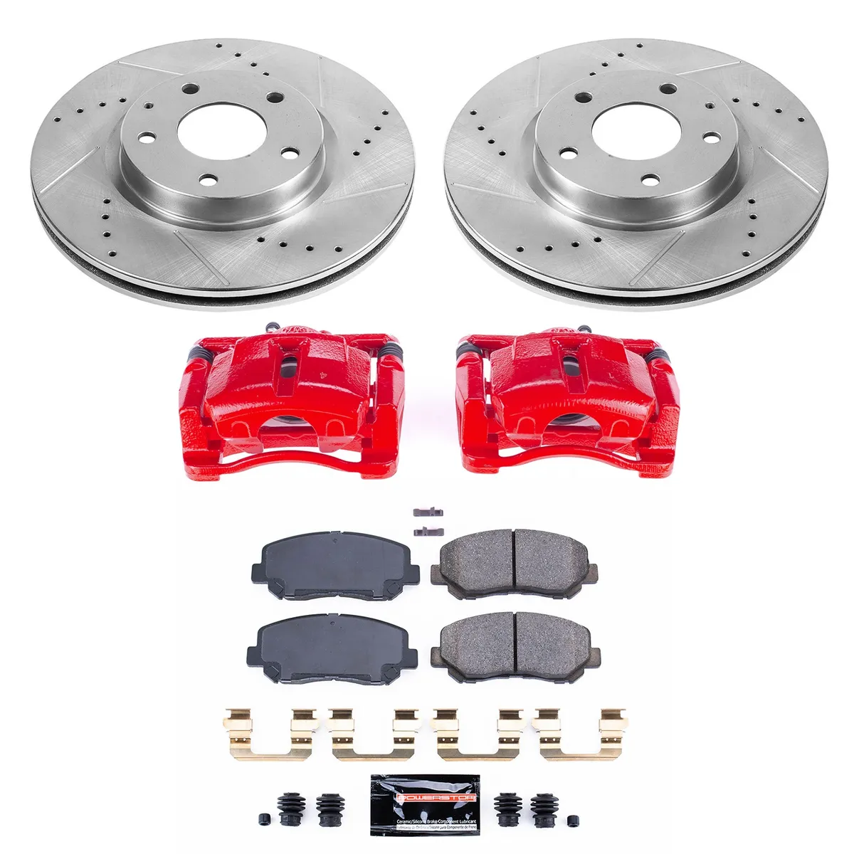 Z23 Evolution Sport Upgrade Kit: Drilled/Slotted Rotors; Carbon-Fiber Ceramic Pads; Powder Coated Calipers product image