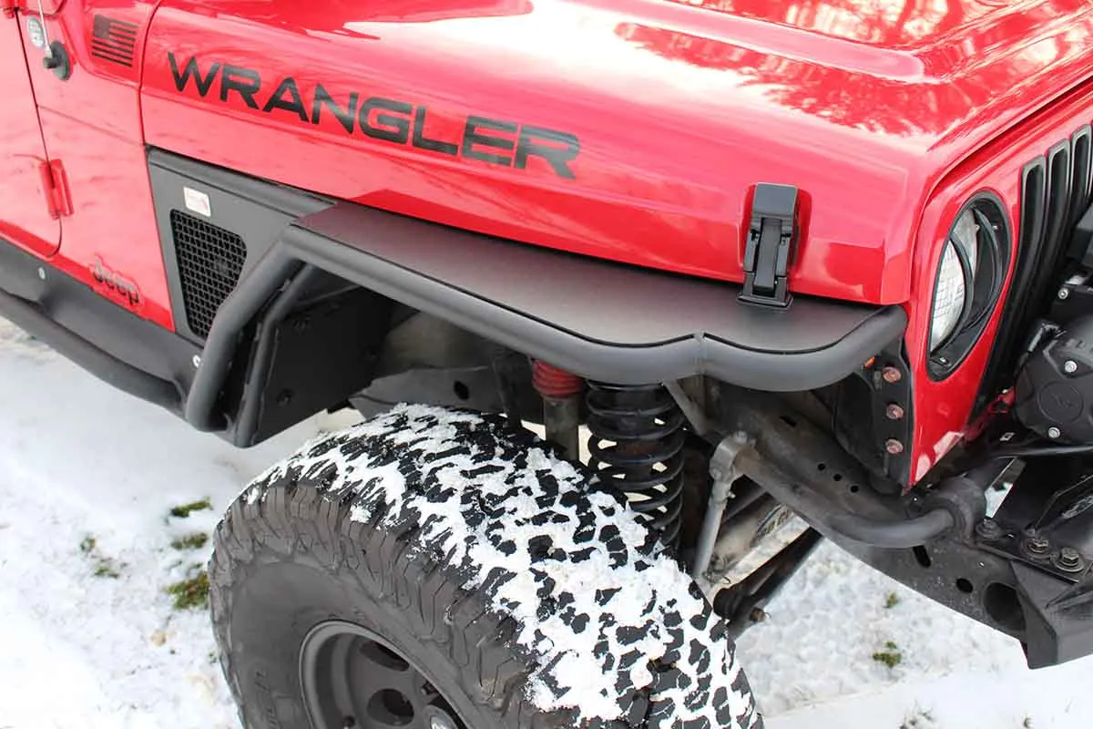 Jeep TJ Tube Fenders Rear 3 Inch Flare 97-06 Wrangler TJ Steel Black Textured Powdercoat Fishbone Offroad product image