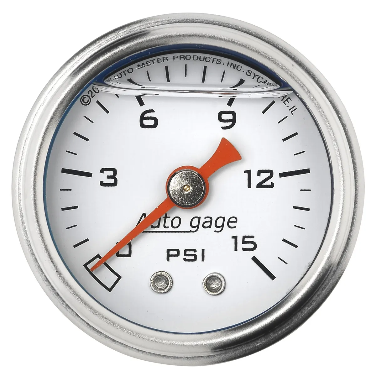 Gauge, Pressure, 1.5" direct mnt, 15psi, Liquid Filled Mech, Wht, 1/8" NPTF Male product image