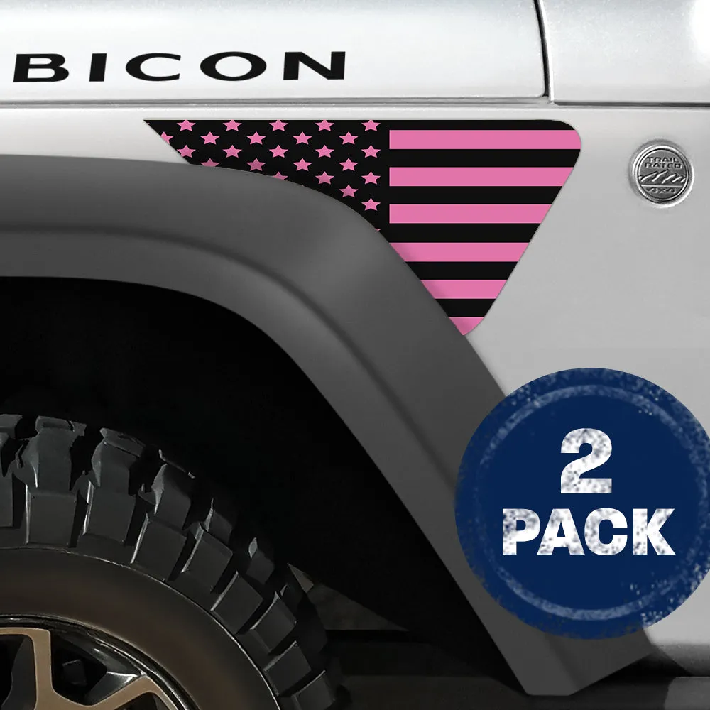 Pink Old Glory Flag 2pc Vinyl Fender Decal product image