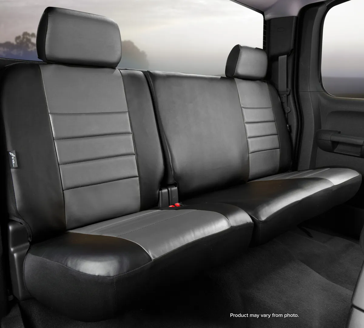 FIA LeatherLite™ Custom Seat Cover; Split Seat 60/40; Adjustable Headrests; Incl. Head Rest Cover; Gray;
