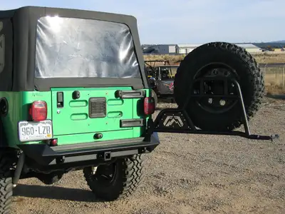Fab Fours Spare Tire Carrier; 2 Stage Black Powder Coated; For Use w/PN[JP97-Y1051/JK07-Y1251];