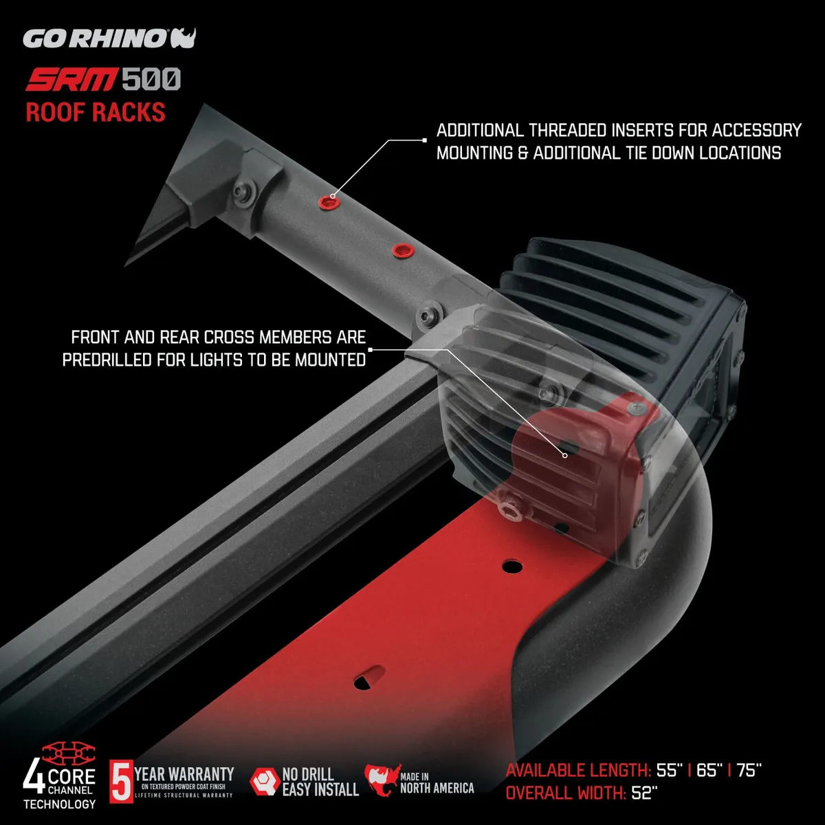 Go Rhino 5935052T - SRM500 55 Flat Platform Roof Rack - Textured Black product image