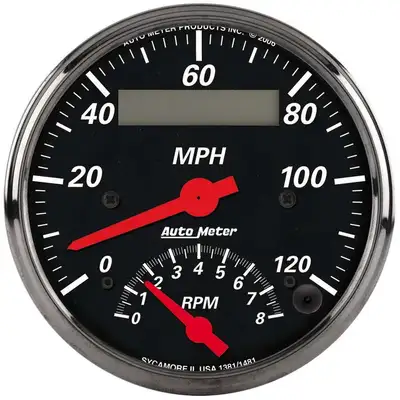 AutoMeter Gauge, Tach/Speedo, 3 3/8", 120mph & 8k RPM, Elec. Program., Designer Blk
