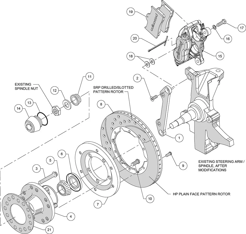 1970 - 1978 Buick, Cadillac, Chevrolet, GMC, Oldsmobile, Pontiac Forged Dynalite Pro Series Front Brake Kit - 140-11007 - SRP Drilled & Slotted / Black product image