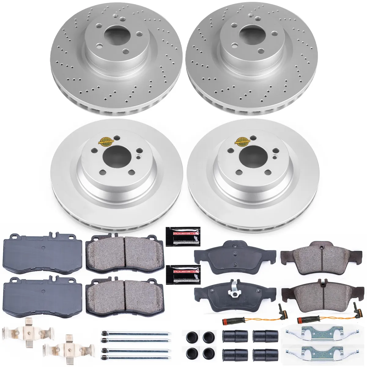 Z23 Sport Geomet Coated Rotor Kit For European Vehicles: Genuine Geomet Fully Coated Rotors; Carbon-Fiber Ceramic Pads W/Hardware; Pad Sensors product image