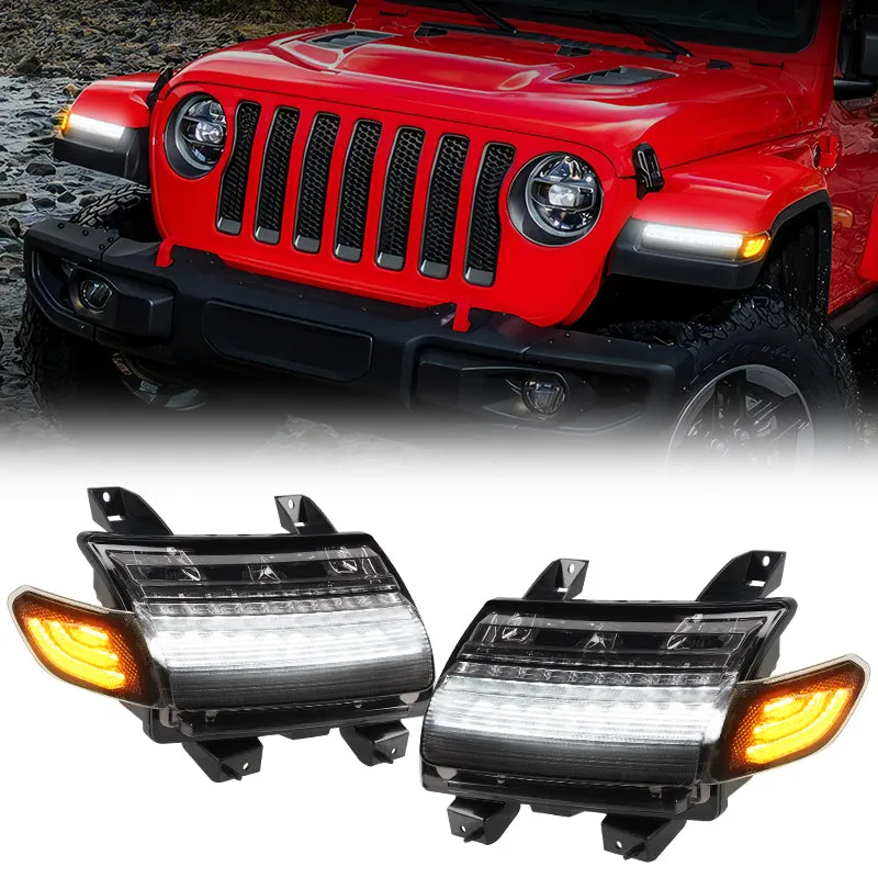 Front LED Turn Signals & Fender Side Marker Lights Combo for 2018-Later Jeep Wrangler JL & Gladiator JT product image