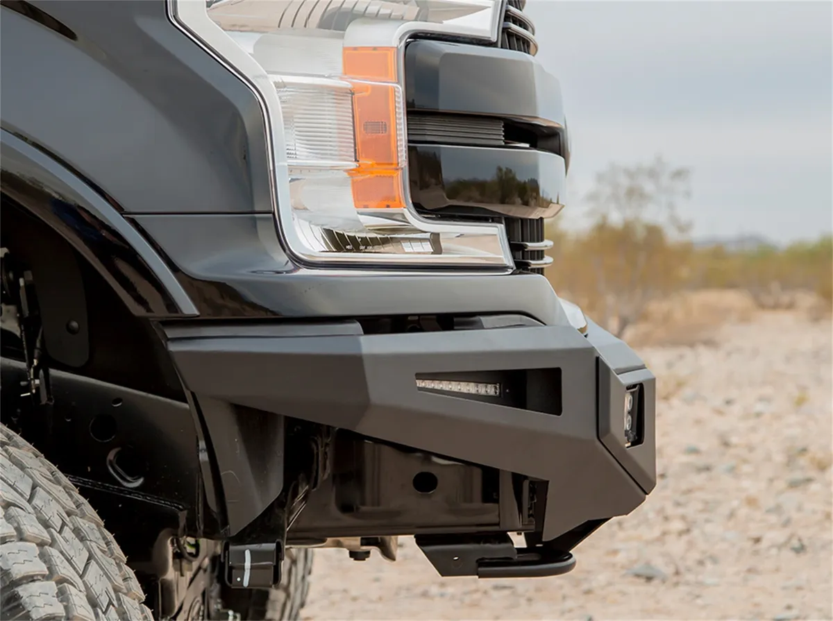 Alumilite Front Bumper; w/ 3.5 in. Double Or Single Square Light Holes; w/ Bolt-On RT Series Light Bracket; Fits w/o Or w/ Parking Sensors; Retains Factory Tow Hooks; Non-Winch; product image