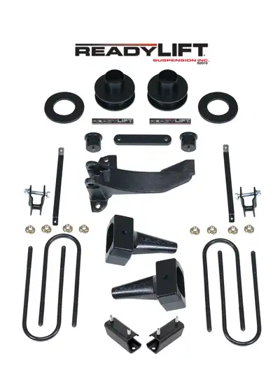 ReadyLift 2.5 Coil Spring Spacer Front-5.0 Flat Block Rear-2 Piece Drive Shaft-F250 F350 F450 2011-2016 Ford F250f350f450 4wd