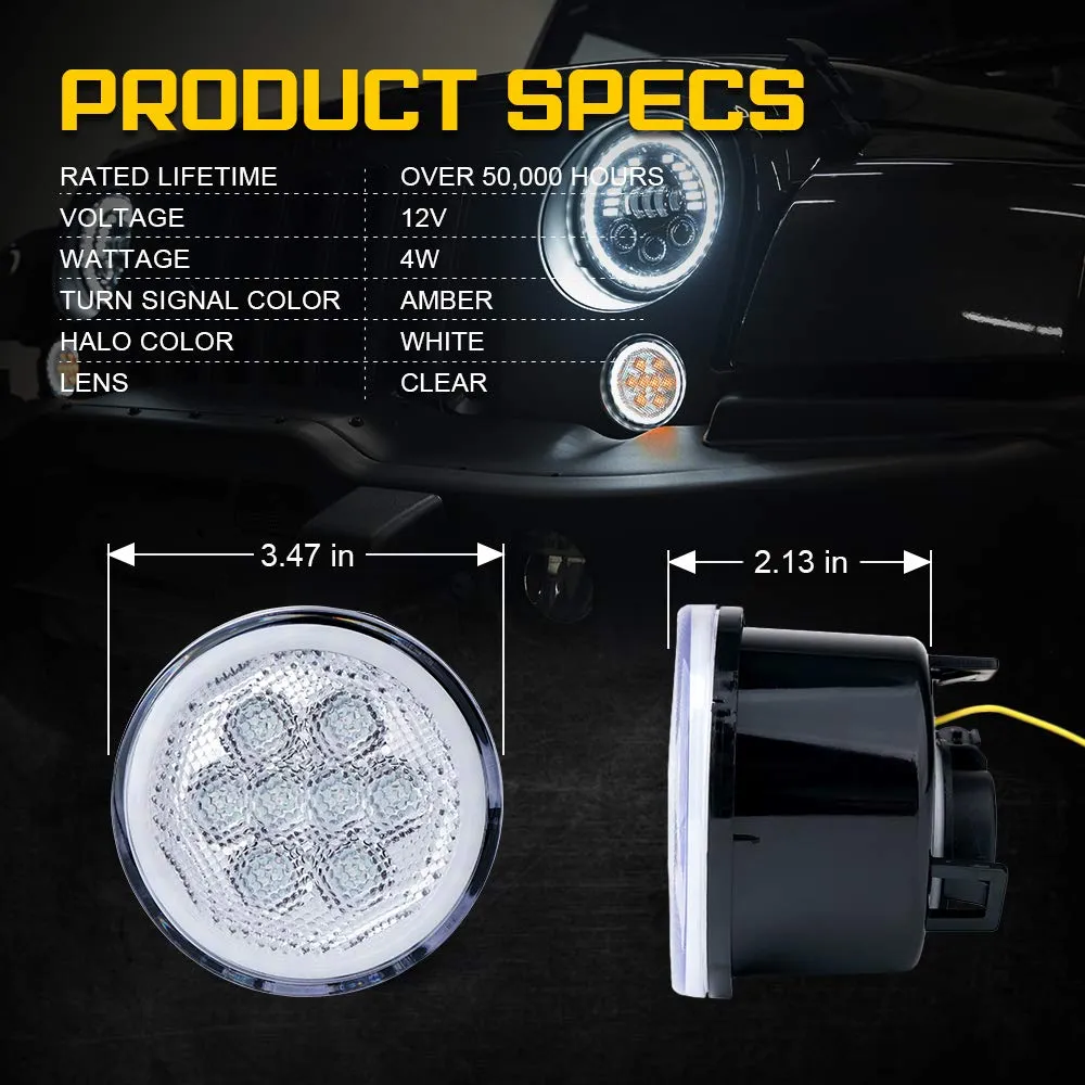 LED Turn Signal Lights with Halo DRL for 07-18 Jeep Wrangler JK product image