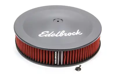 Edelbrock Air Cleaner, Pro-Flo Series, Round, 14 In. Diameter, Cloth Element, 3/8"Dropped Base, Black