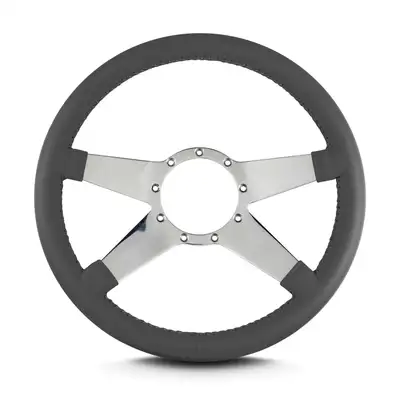 Lokar Lecarra Mark 9 Standard Steering Wheel; Dark Grey; Polished Spokes; 14 in. Standard Grip;