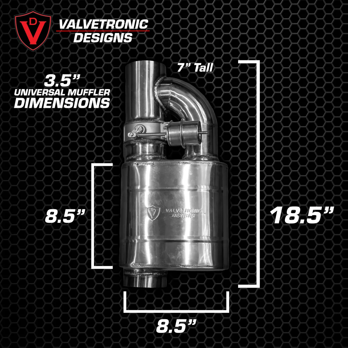 Universal Muffler Kit, Single Inlet Dual Outlet, 63MM 2.5 Inch 2 Mufflers Valvetronic Designs product image