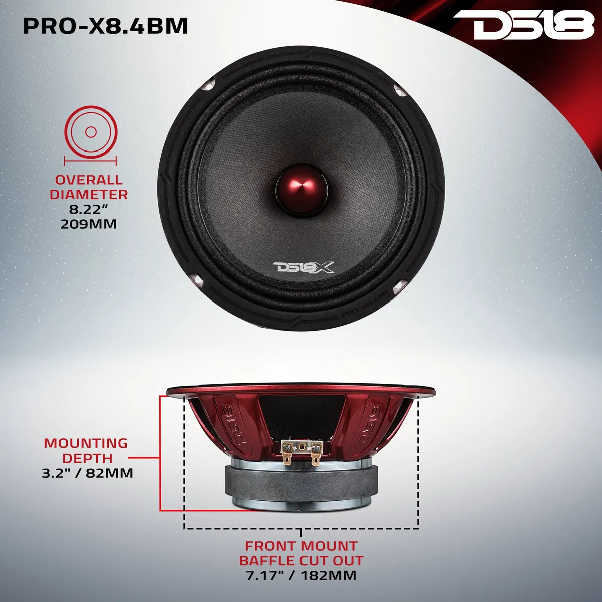 PRO-X 8" Mid-Range Loudspeaker with Bullet | 275W RMS 4-Ohm product image