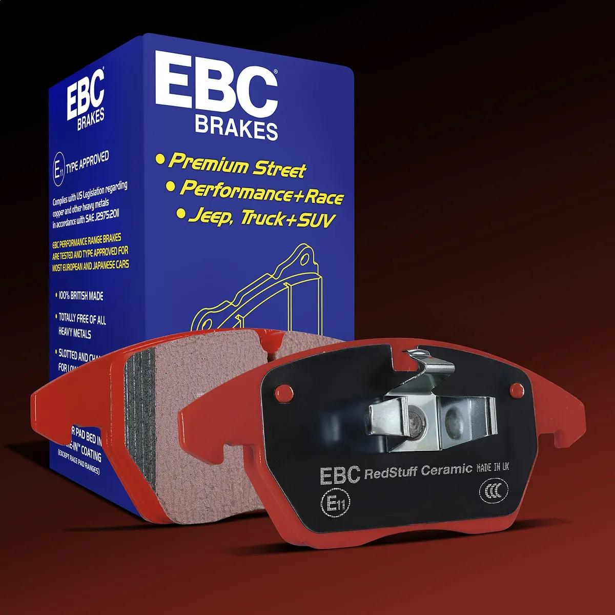 EBC Brake Pad Disc Rotor Kit; Set Of Redstuff 3000 Series Brake Pads/Pair Of 2-Piece Fully-Floating Brake Rotors; product image