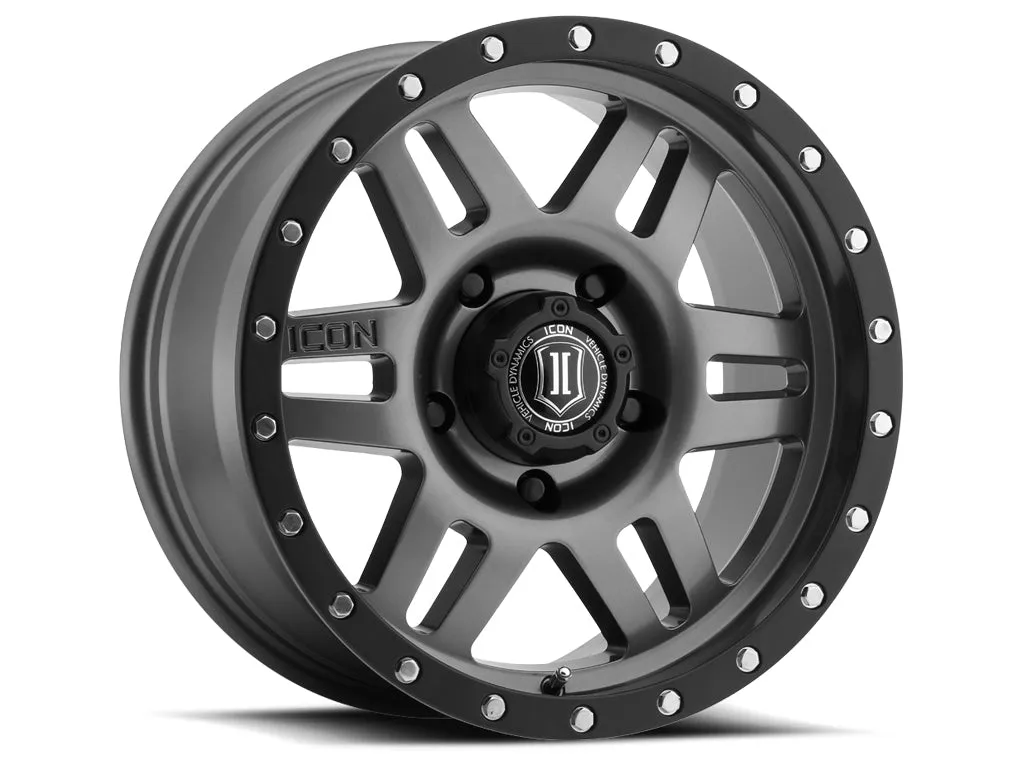 ICON Vehicle Dynamics 17 X 8.5 Six Speed 5 X 5in 4.5in Bp 6mm Offset Gun Metal