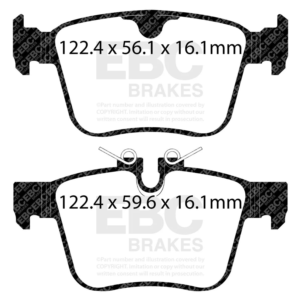 6000 Series Greenstuff Truck/SUV Brakes Disc Pads; FMSI Pad No. D1821; Vented; 325mm Dia.; Pad Dimensions: 122.4 x 56.1 x 16.1mm; product image