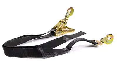 Mac's Tie Downs Ratchet Strap Black 2in x 8ft With Direct Hook Ratchet And Twisted Snap Hook