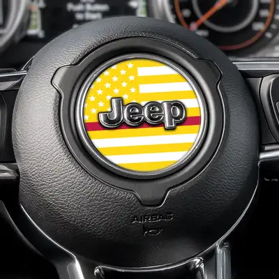 Under The Sun Inserts White & Yellow Thin Red Line Steering Wheel Decal